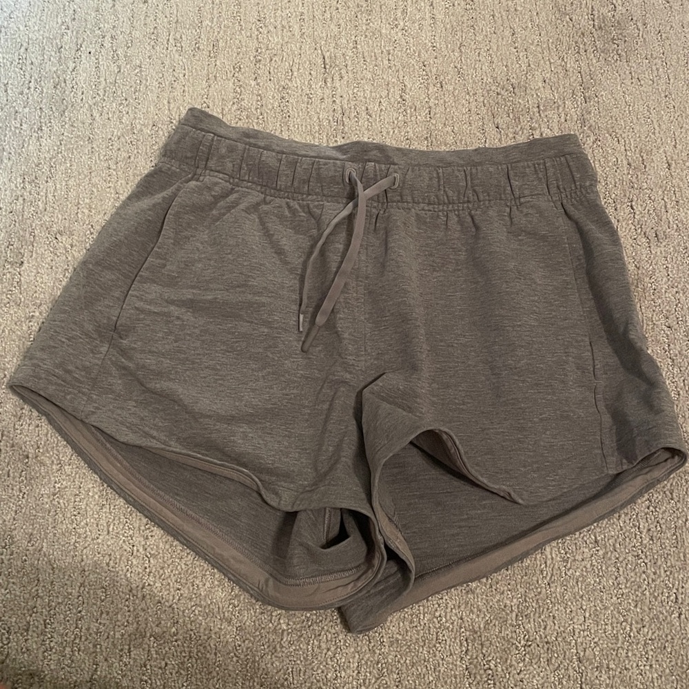 LULULEMON- Inner Glow Short 3" Terry Heathered Grey Athletic Gym Workout Casual - Picture 2 of 3